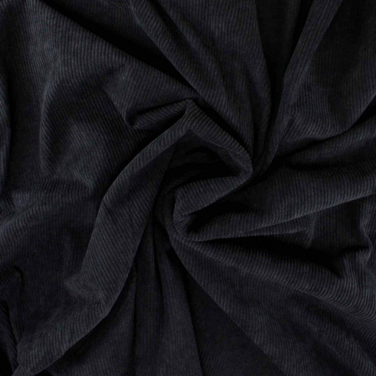 Black Knit Corduroy Fabric – 100% Polyester