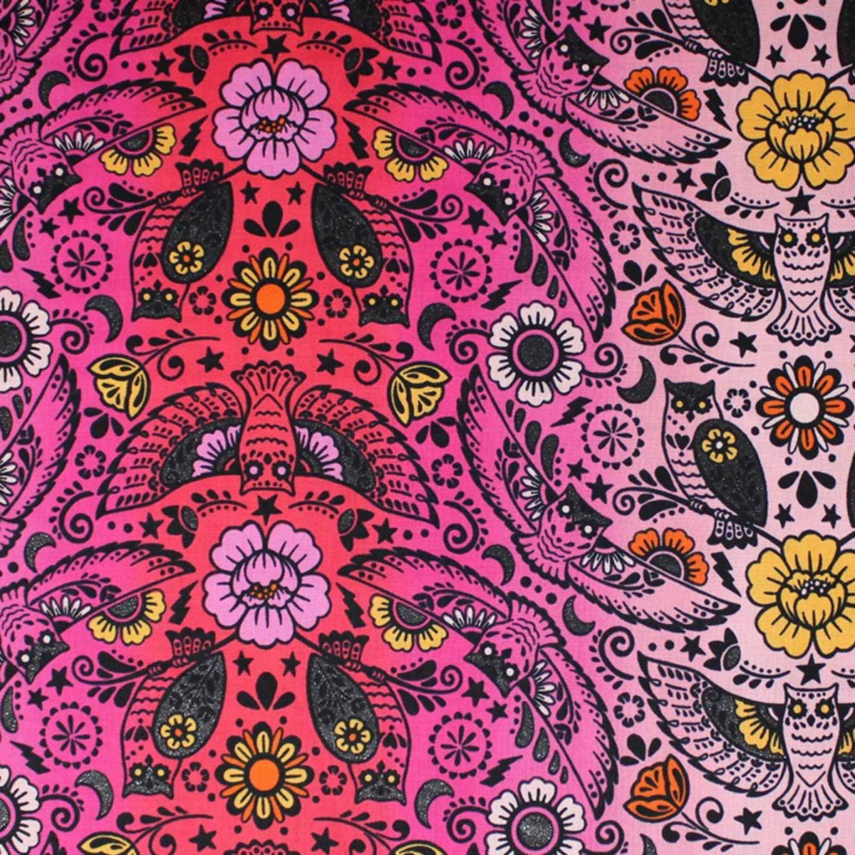 Boodacious Cotton Print Fabric – Wishwell | Bold Floral Owls & Stars