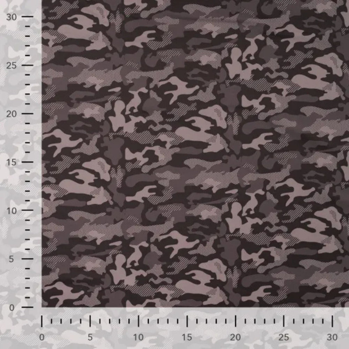 Black and grey camouflage print jersey fabric for sportswear and swimwear – stretchy, breathable, and performance-ready