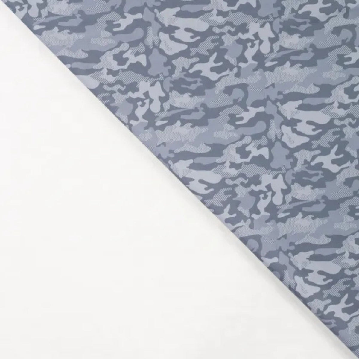 Camouflage denim blue stretch jersey fabric for sportswear and swimwear – lightweight, breathable, and ideal for activewear or performance apparel