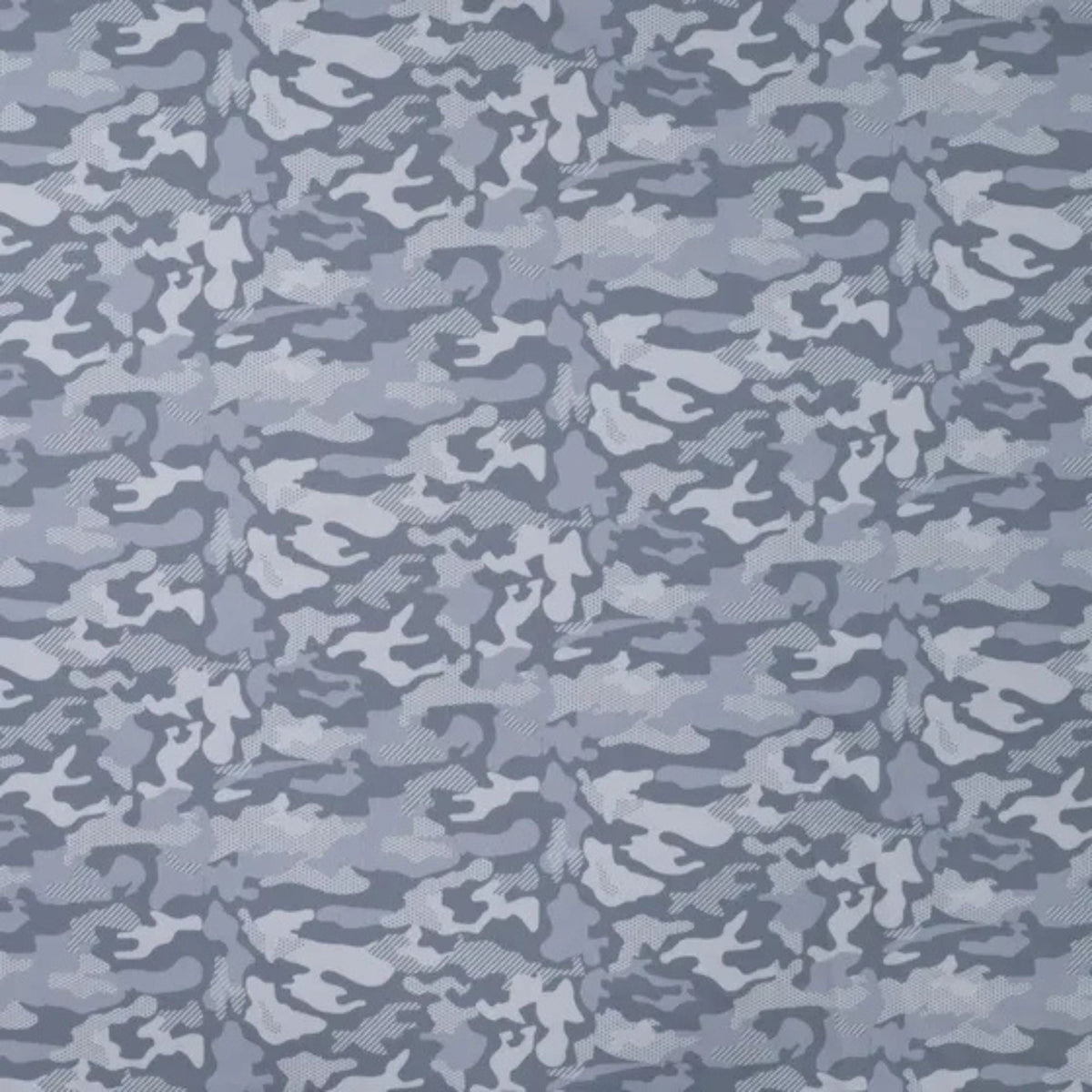 Blue camouflage stretch jersey fabric – soft, breathable knit with denim look