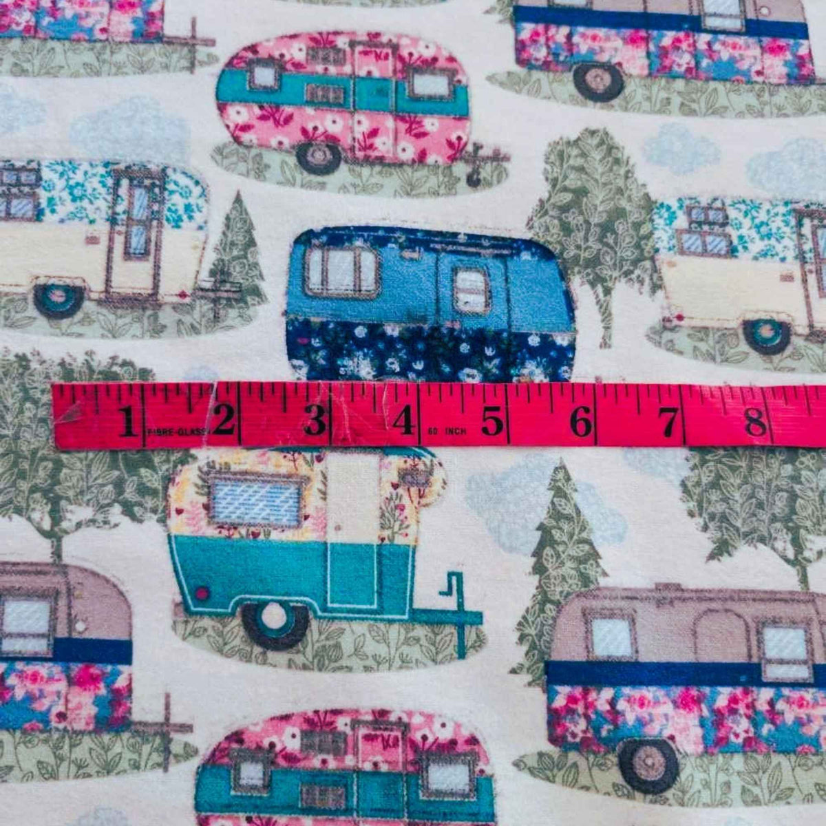 Colorful Summer Campers Flannel Fabric – 100% Cotton