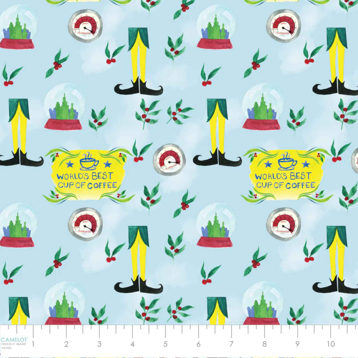 Elf the Movie New York Cheer Fabric – Blue | 100% Cotton