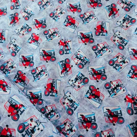 Hockey Goalie Cotton Fabric – Cracked Ice Background