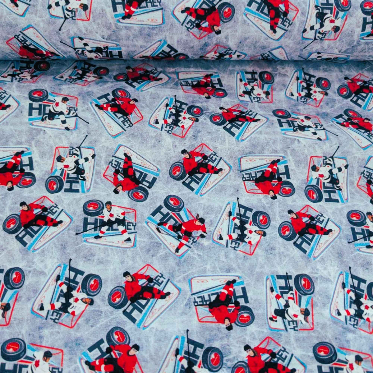 Hockey Goalie Cotton Fabric – Cracked Ice Background