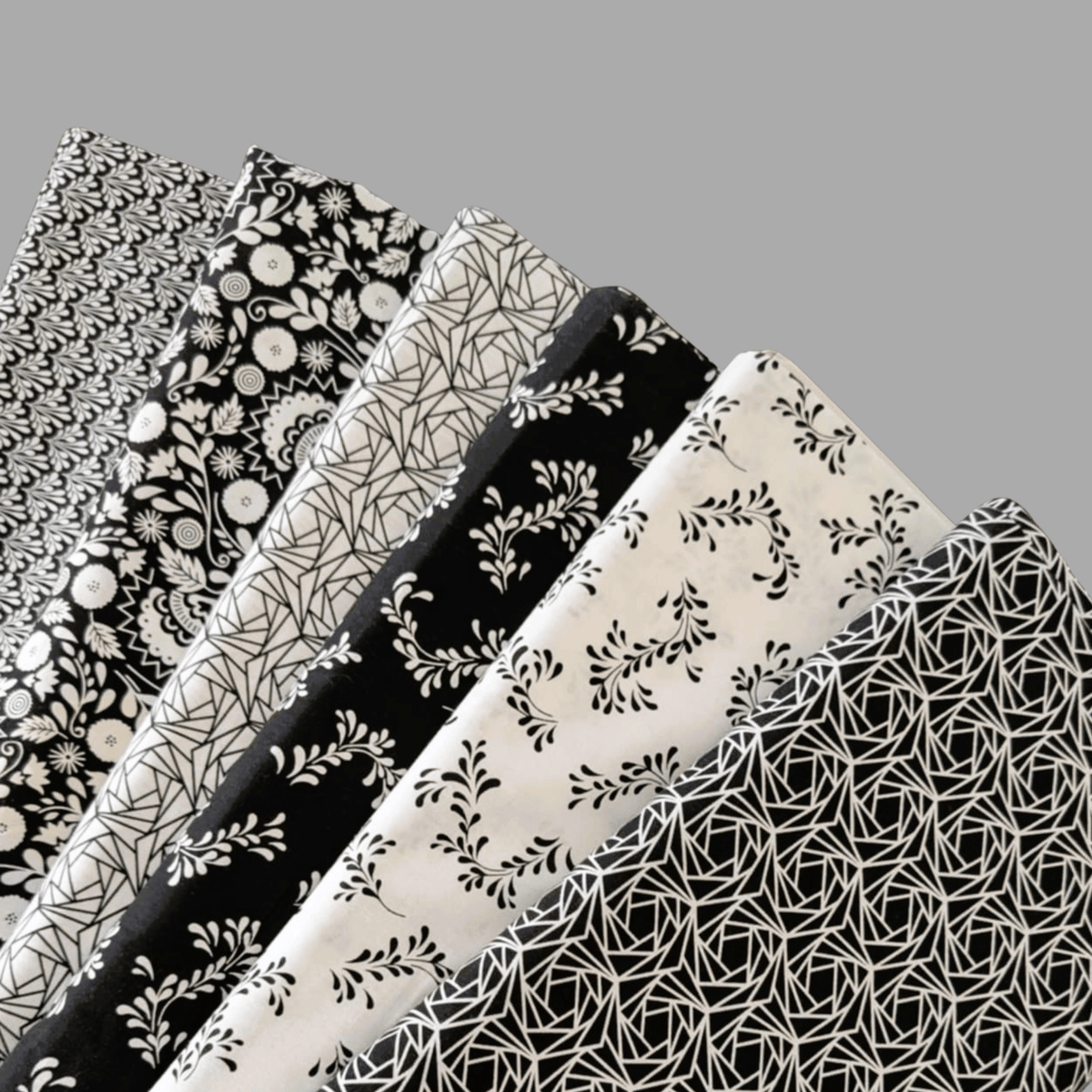 Jardin Noir Fat Quarter, Half Yard and Yard Bundle (6 pcs) | Black & White