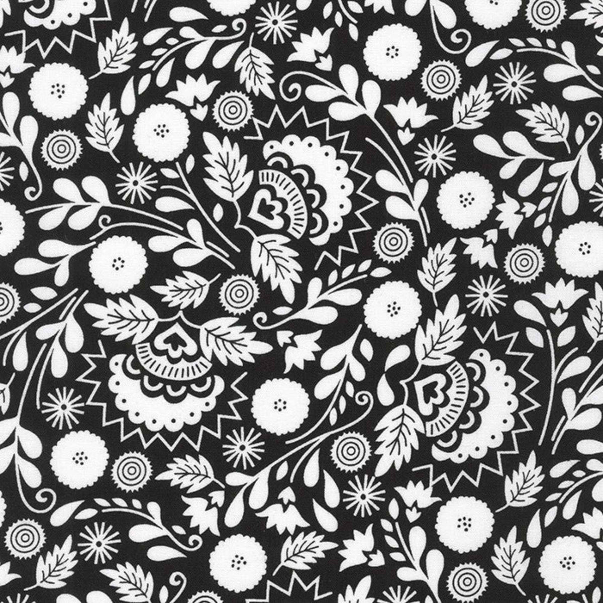Jardin Noir - Jet Floral | Black & White Cotton Fabric (SRK - 21060 - 190)
