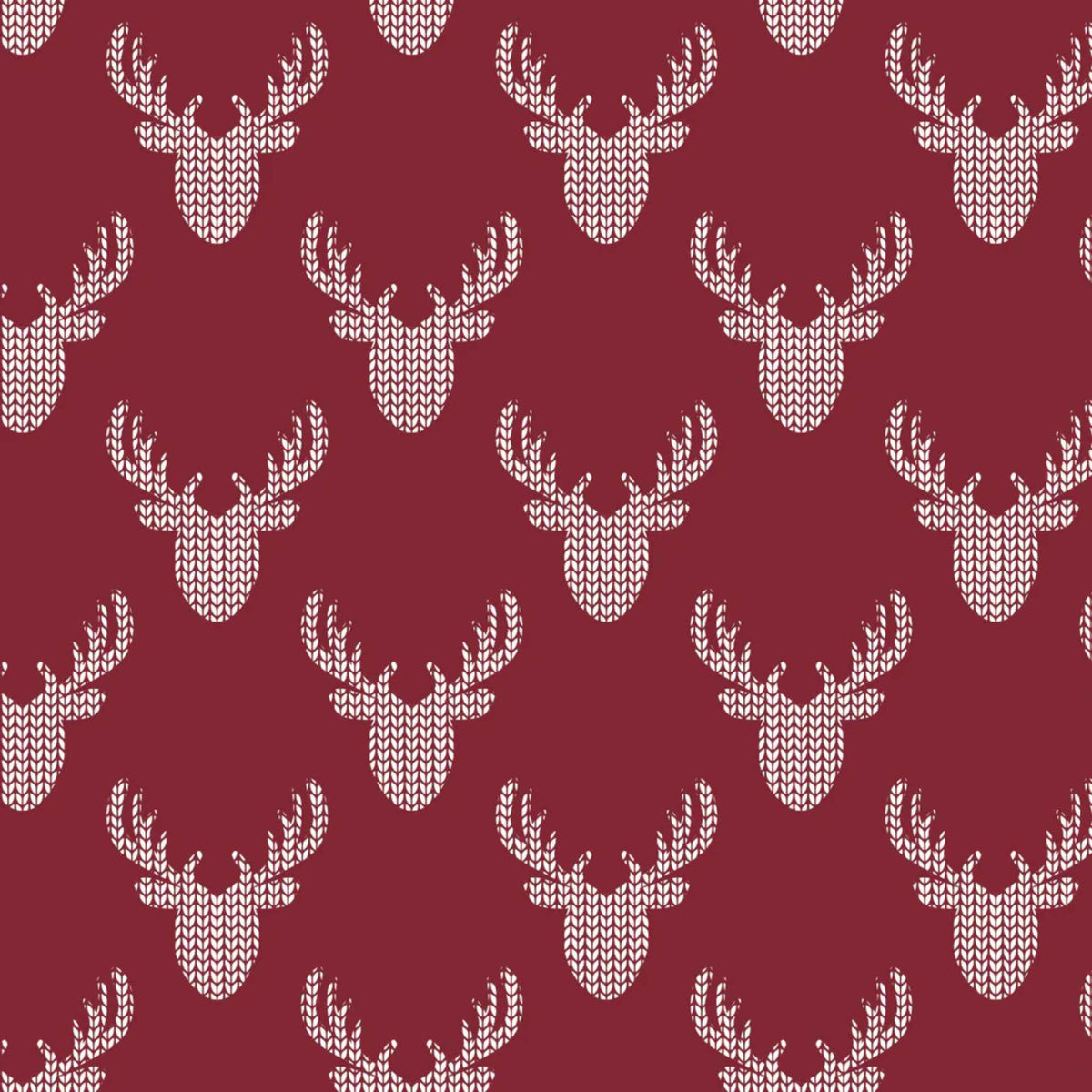 Knit Look Deer Cotton Fabric – Crimson | North of Ordinary | Quilting Cotton