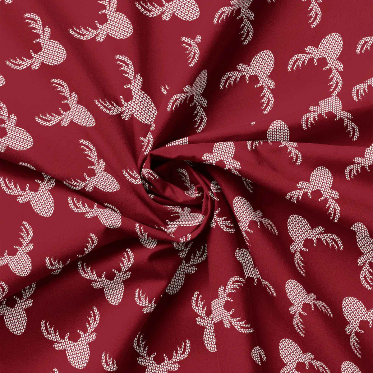 Knit Look Deer Cotton Fabric – Crimson | North of Ordinary | Quilting Cotton
