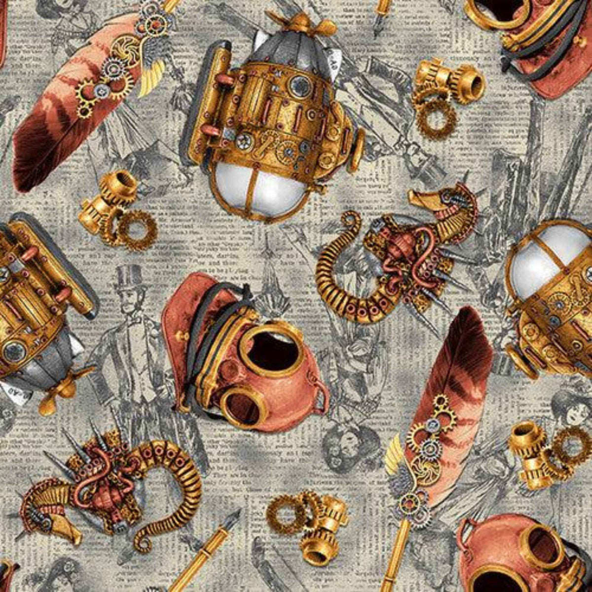 Nautical Elements Cotton Fabric – Grey | Alternative Age