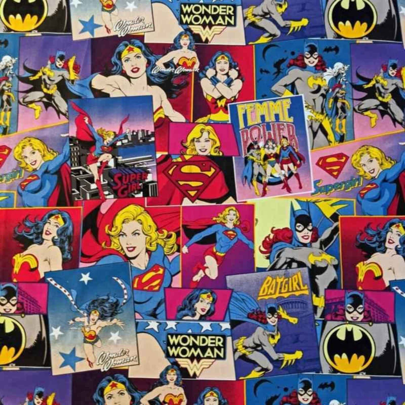 PRE - CUT 1 Yard – DC Superhero Girls Cotton Fabric – Wonder Woman, Supergirl, Batgirl