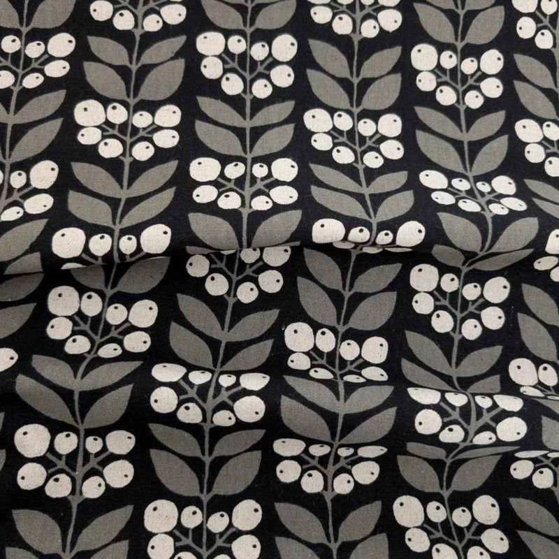 Scandinavian Floral Berries on Black