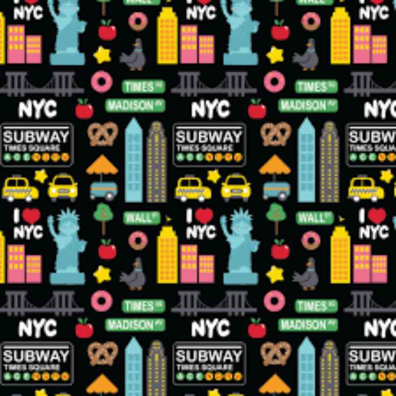 New York Minute - In a NY Minute Collection, Black | Fabric Design Treasures