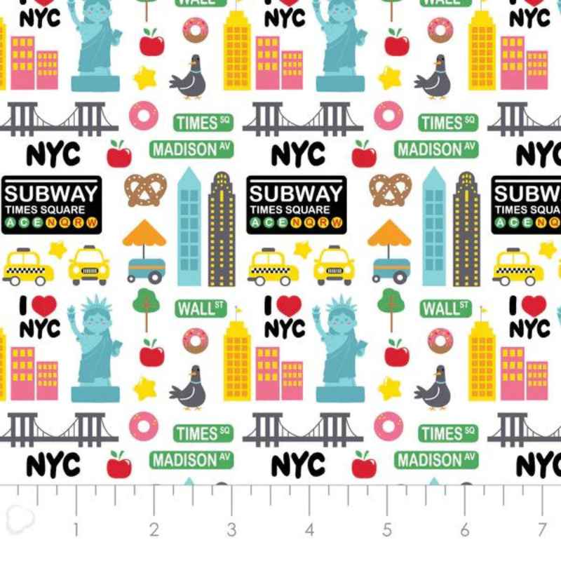 New York Minute in White, In a NY Minute Collection | Fabric Design Treasures