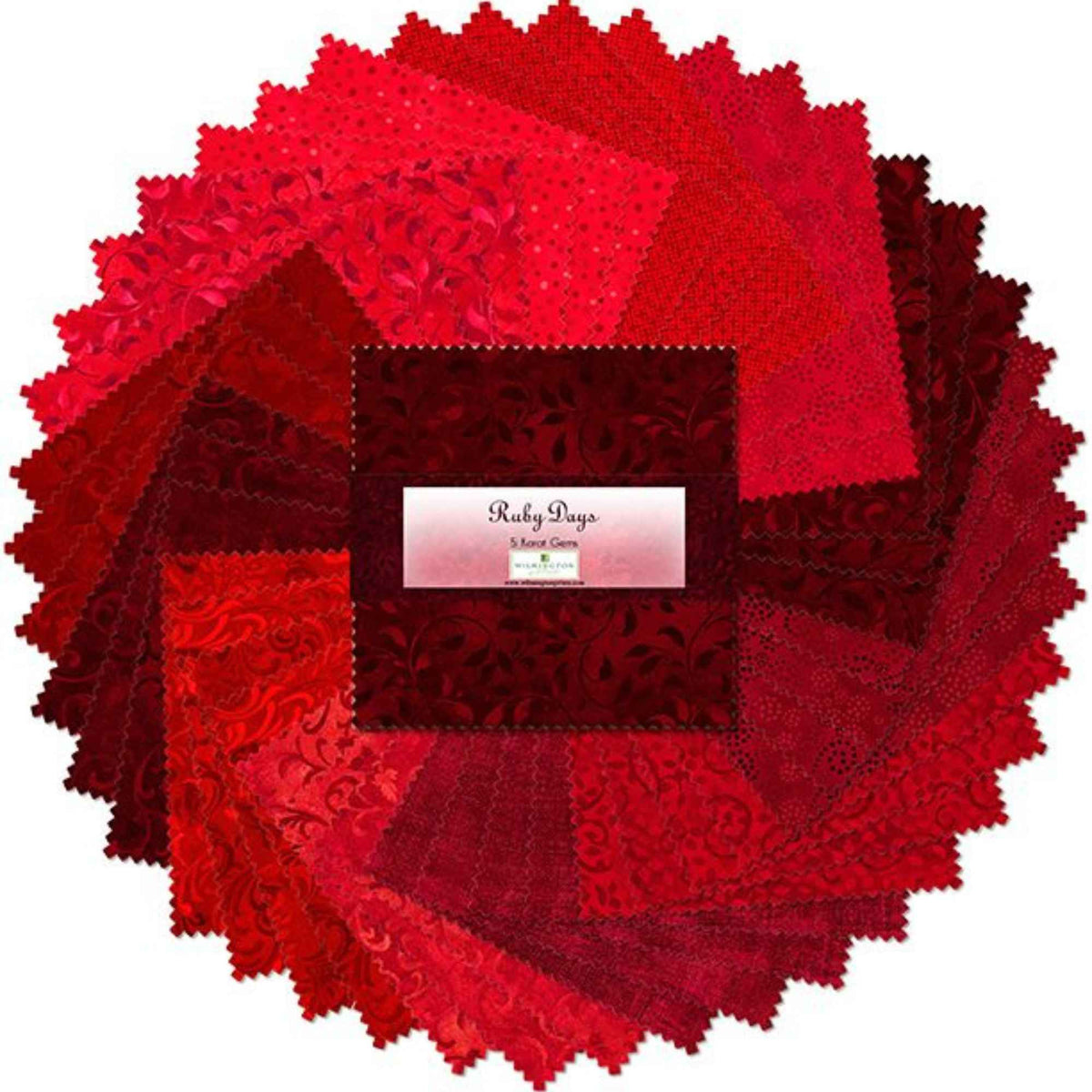 Ruby Days 5 Karat Gems 5 inch cotton fabric squares precut bundle in rich red blender tones