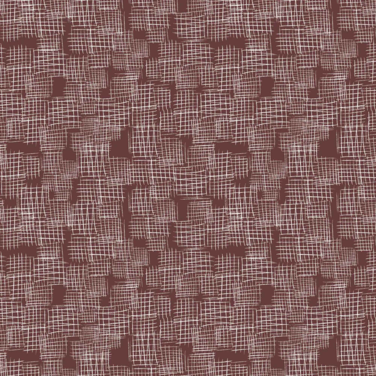 "Etches dark taupe cotton fabric with abstract white crosshatch texture by Camelot Fabrics"