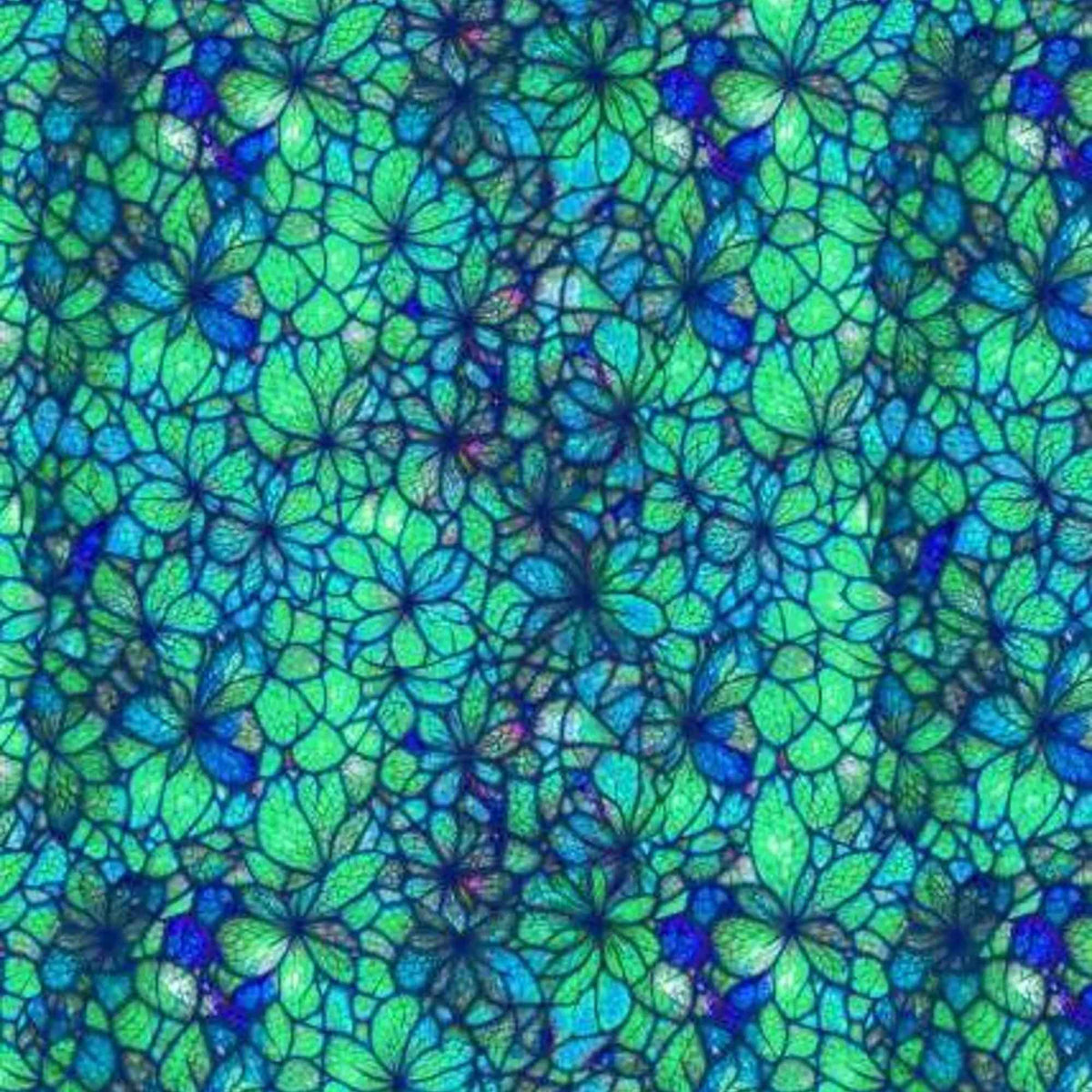 Blue leaves cotton print from the Sonny in the Sunflowers collection.