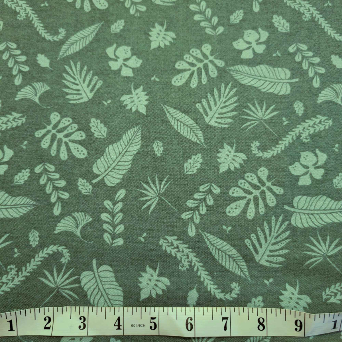 Green botanical leaf cotton flannel fabric, 100% cotton, 44-inch wide quilting flannel