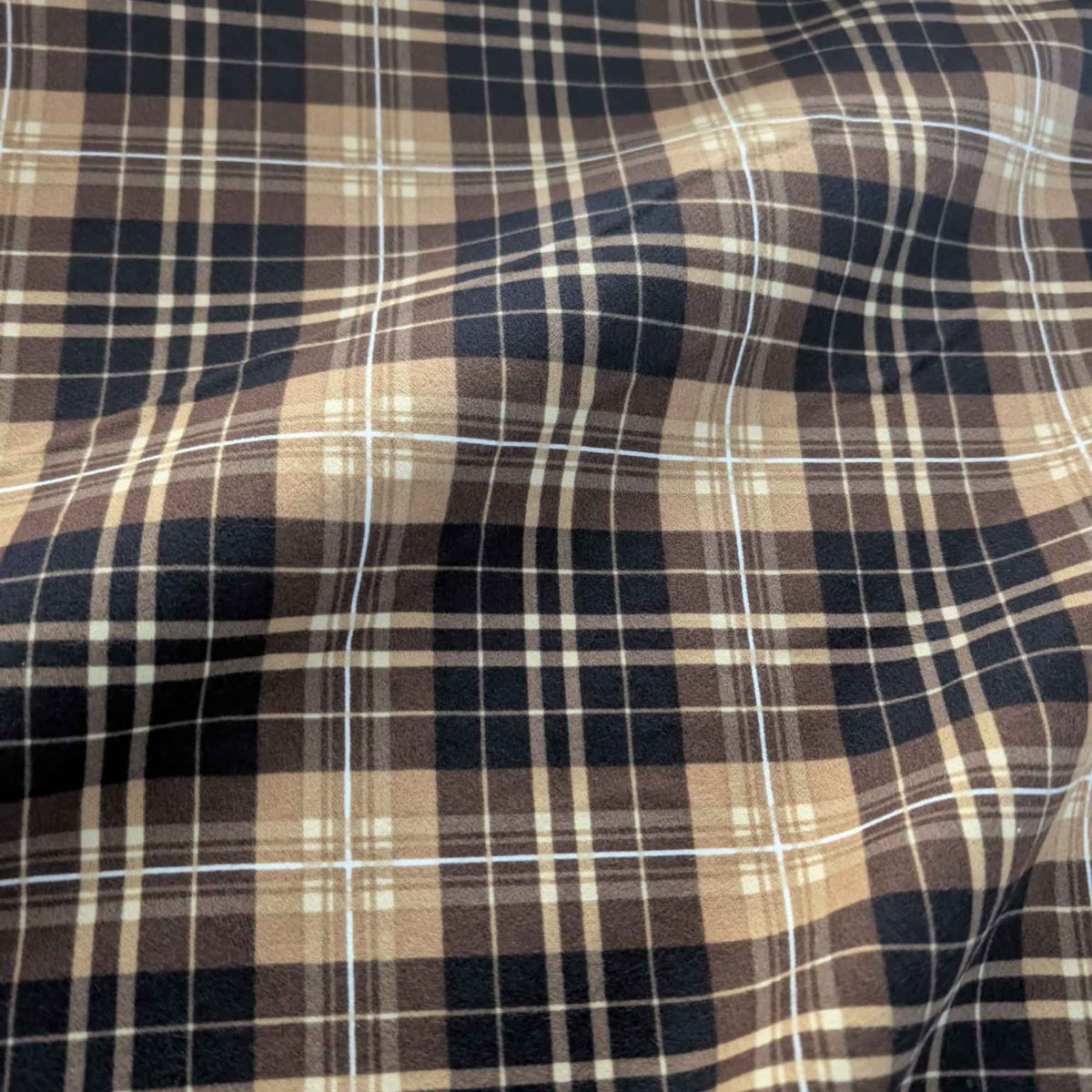 Timeless Treasures Oxford Plaids brown and black cotton flannel fabric, double brushed, 42-inch wide