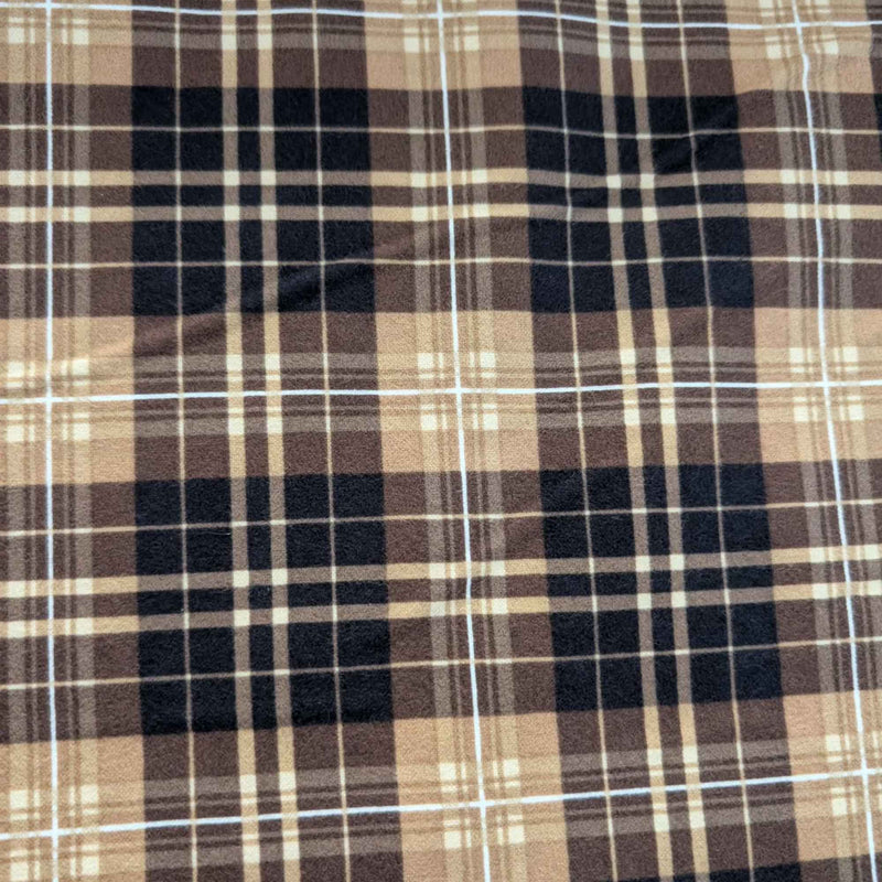 Timeless Treasures Oxford Plaids brown and black cotton flannel fabric, double brushed, 42-inch wide