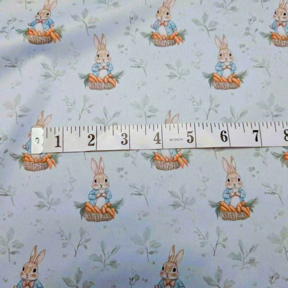 Bunny basket PUL fabric showing print scale waterproof sewing fabric
