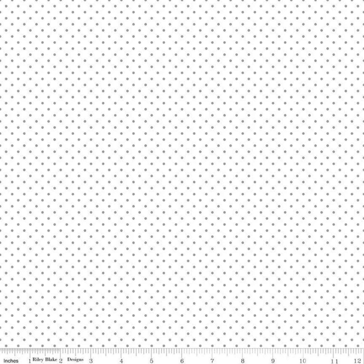 Silver Metallic Polka Dot Cotton Fabric on White, Swiss Dot