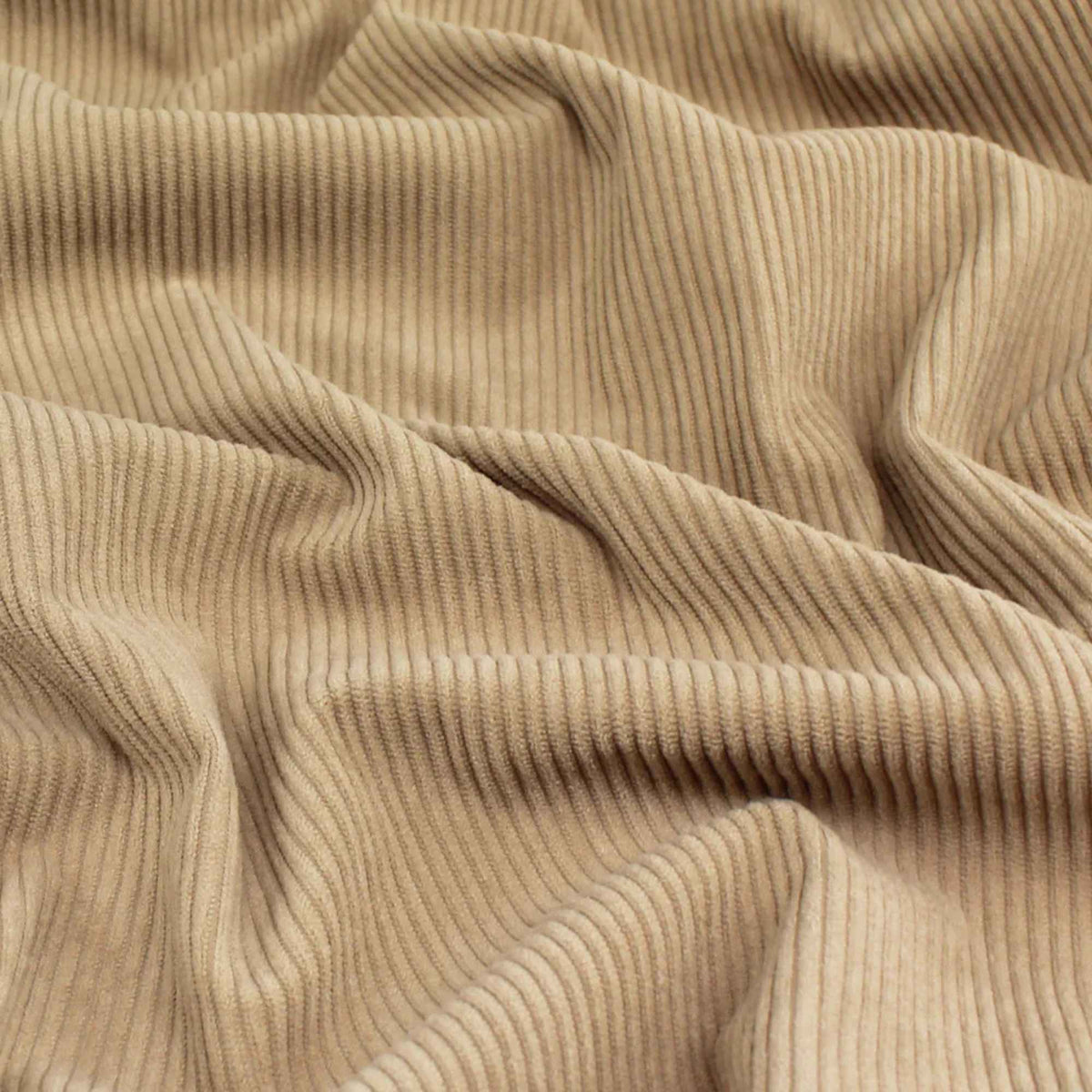 Beige Knit Corduroy Fabric – 100% Polyester, Stretch, 150cm Wide