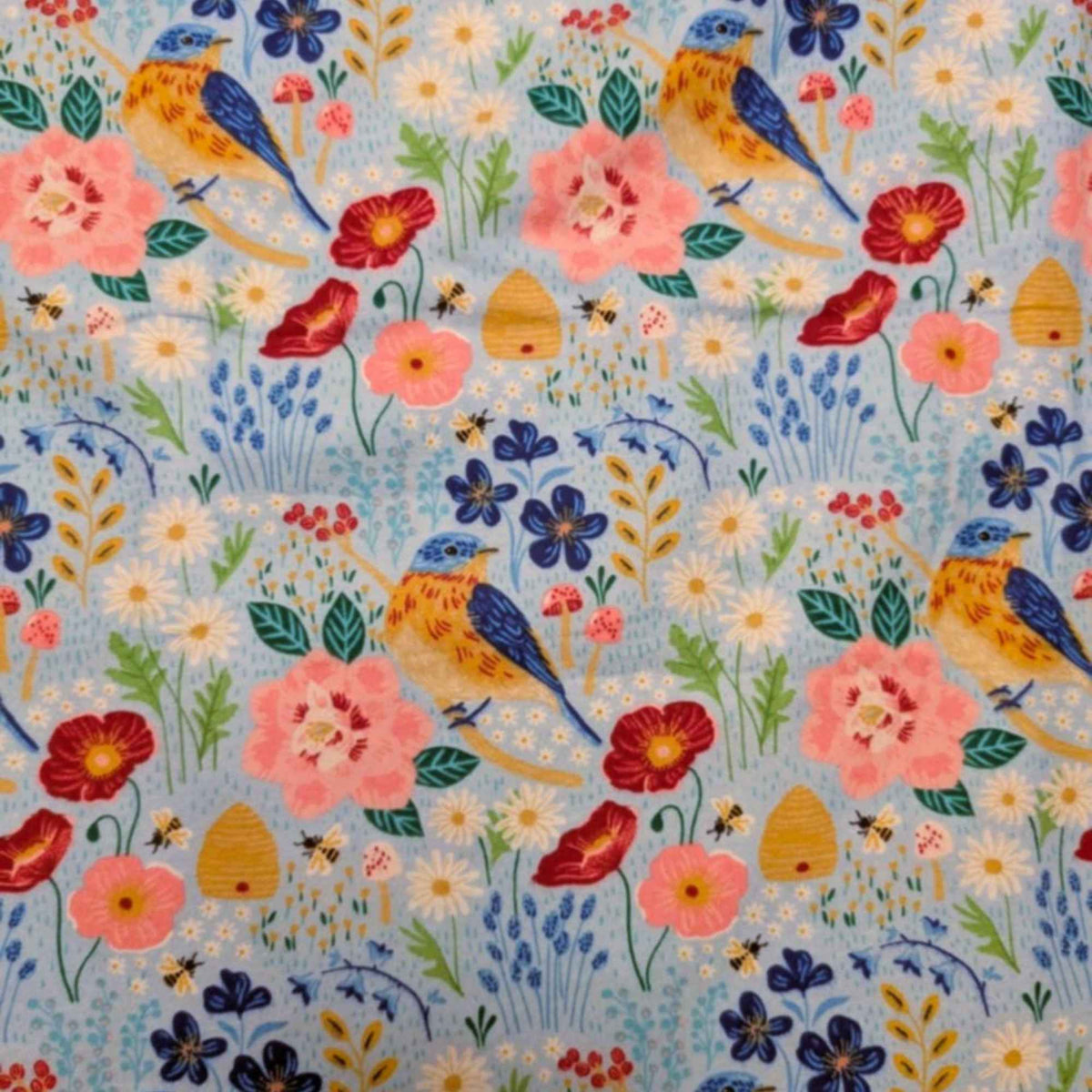 Birds and Blossoms Cotton FLANNEL – Brushed Soft Floral Print