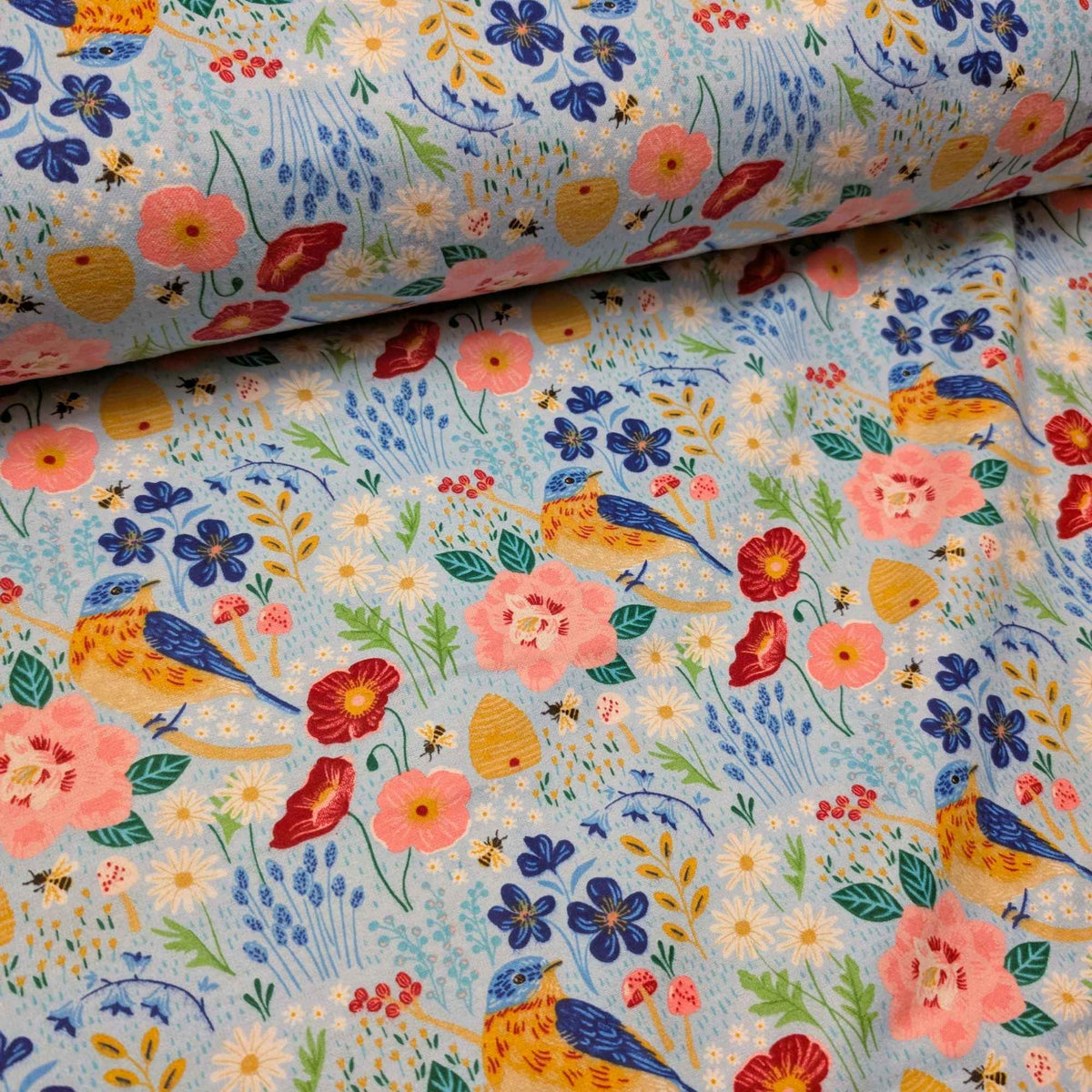 Birds and Blossoms Cotton FLANNEL – Brushed Soft Floral Print