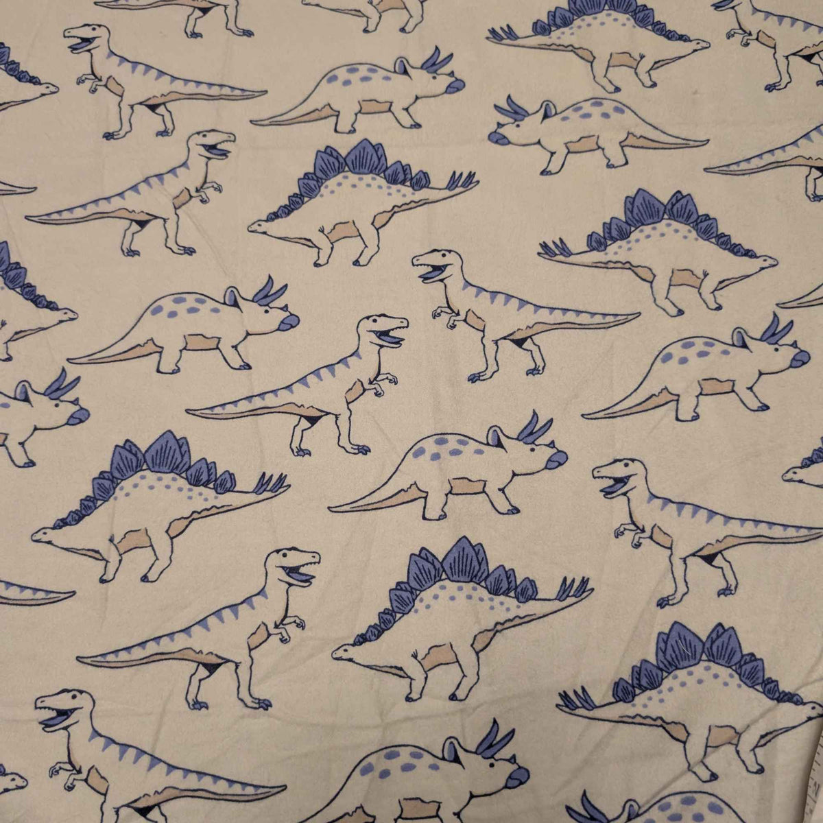 Blue Dinosaur Cotton FLANNEL – Soft Brushed, OEKO - TEX Certified