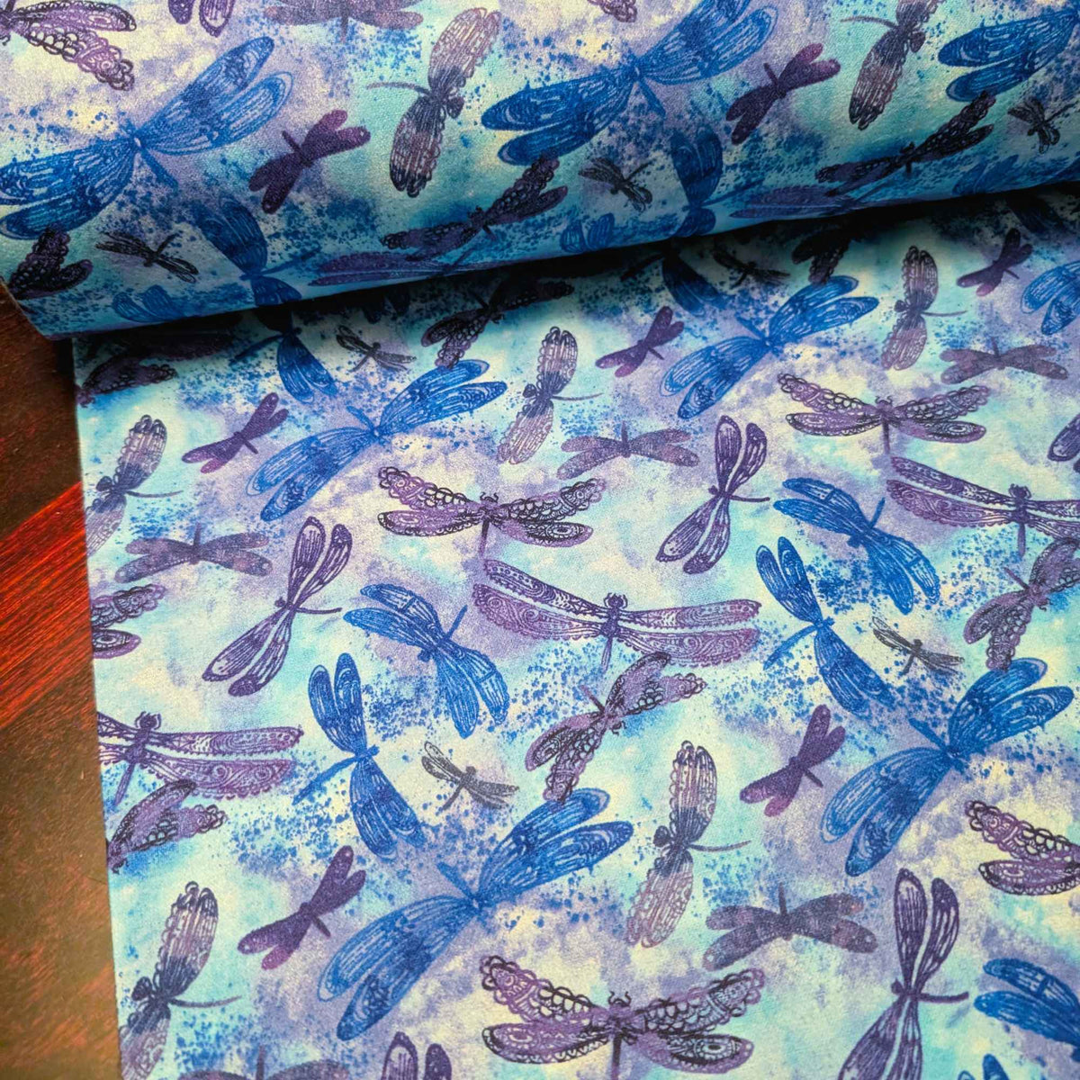 Blue Dragonflies Cotton FLANNEL | Soft Brushed OEKO - TEX Certified Fabric