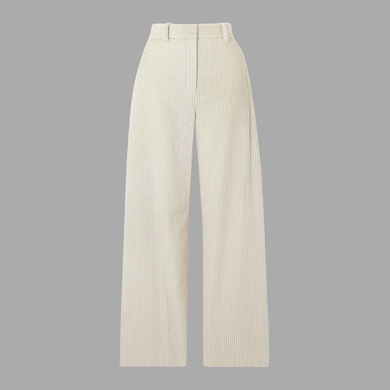 Cream Knit Corduroy Fabric – 100% Polyester, Stretch, 150cm Wide