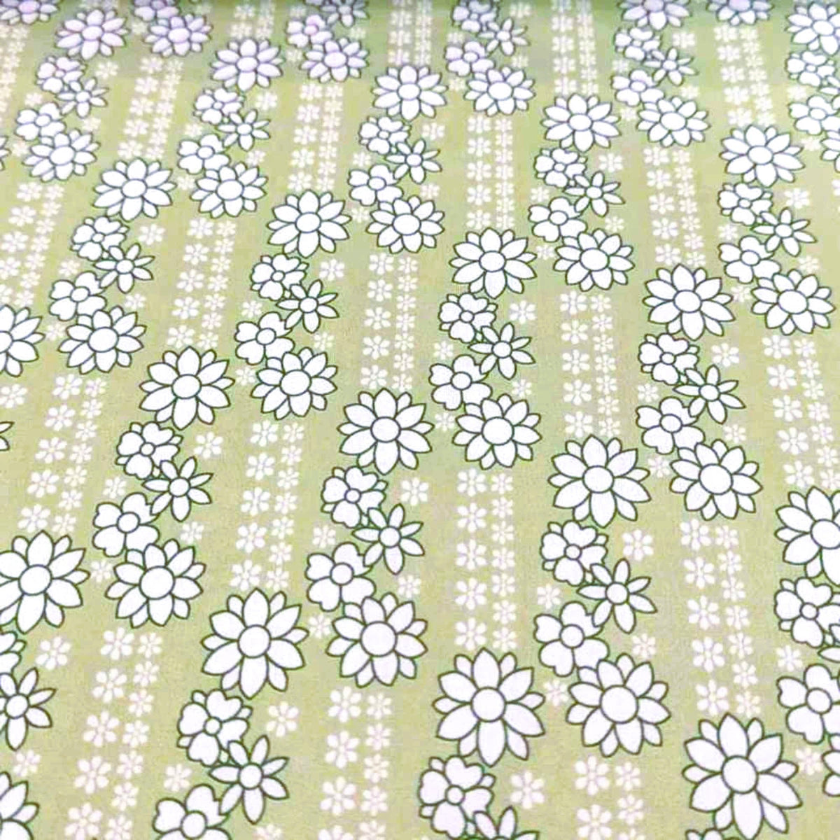 Green Daisy Stripe Waterproof PUL Fabric – 100% Polyester – Food Safe