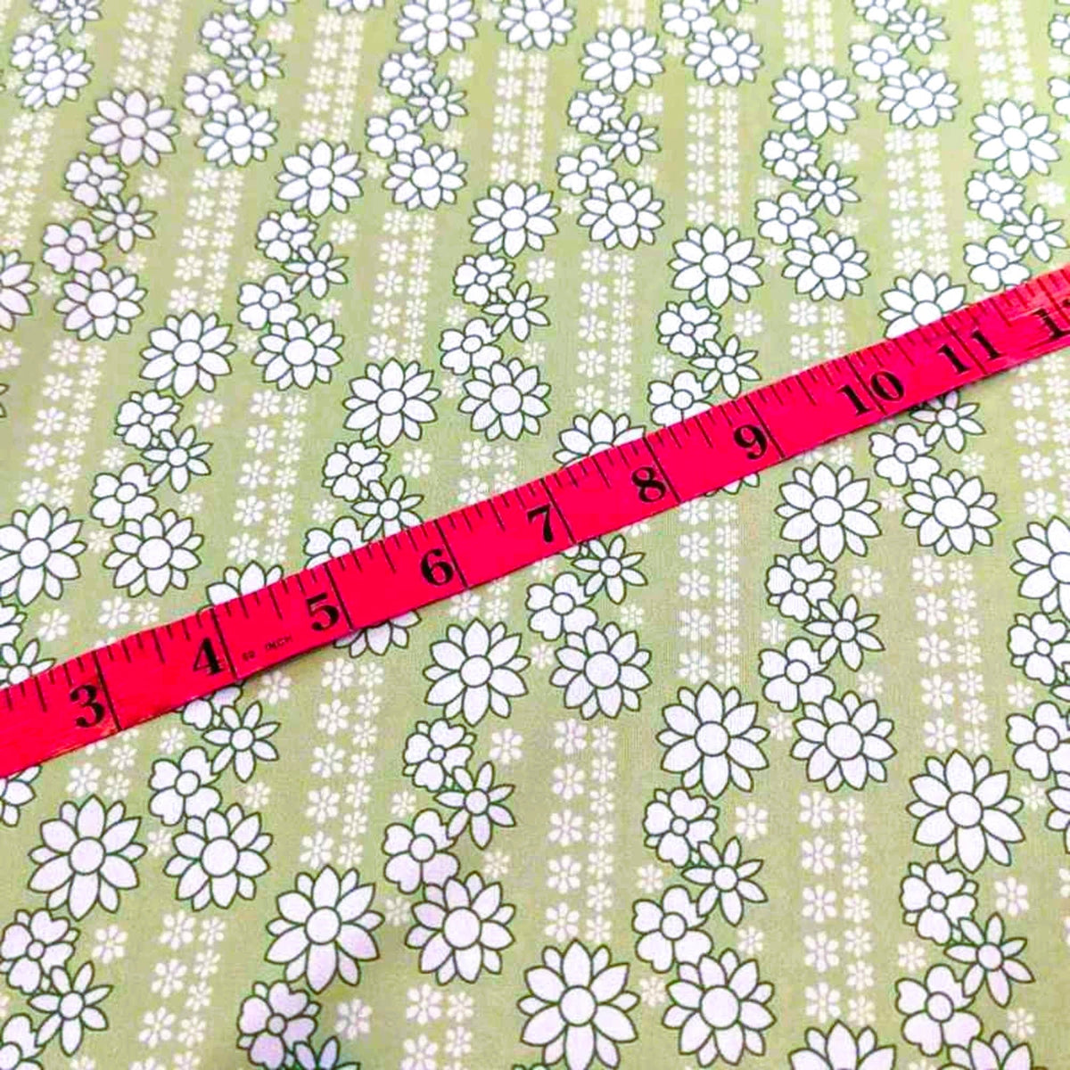 Green Daisy Stripe Waterproof PUL Fabric – 100% Polyester – Food Safe