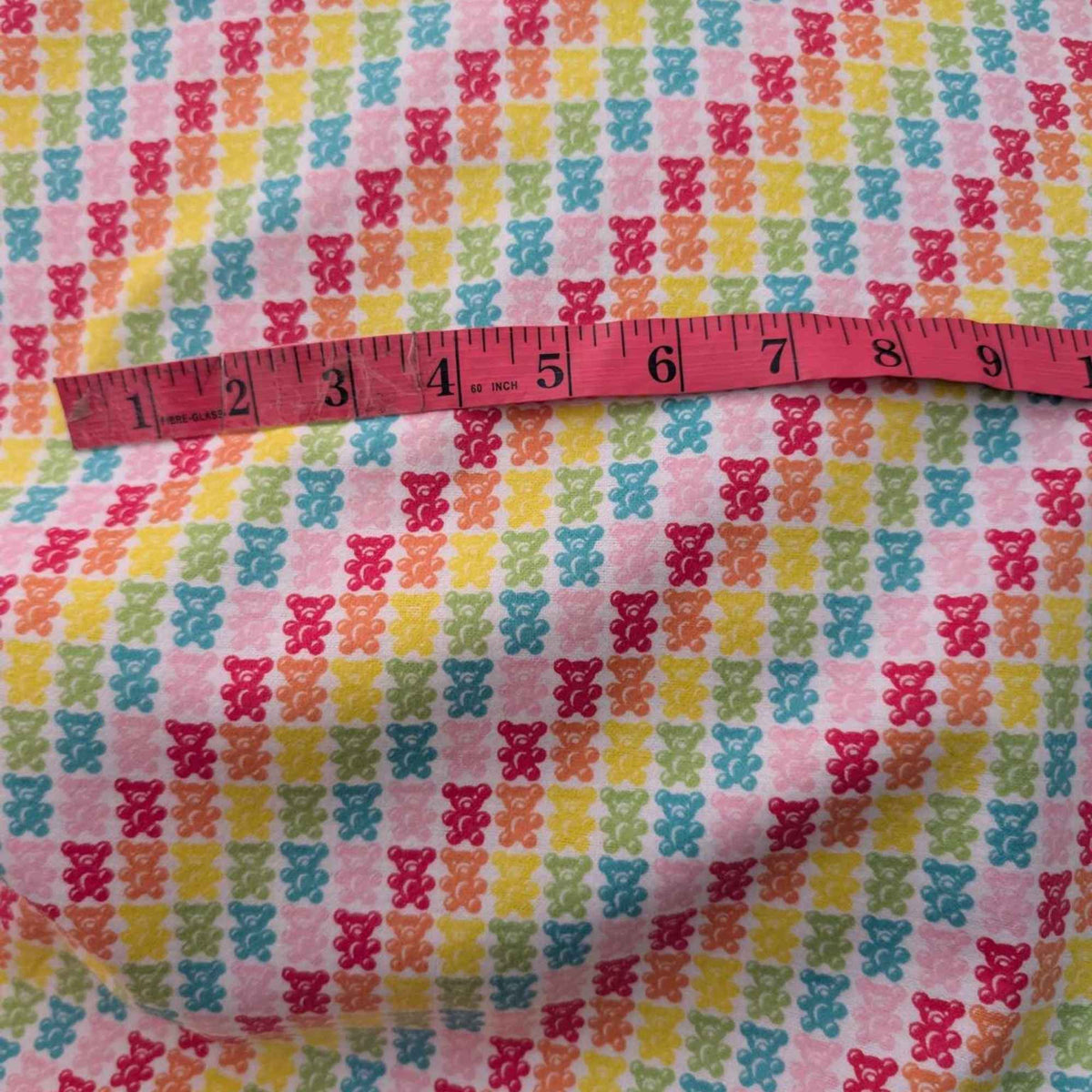 Gummy Bears Flannel Fabric – Bright Rainbow Print by Camelot Fabrics