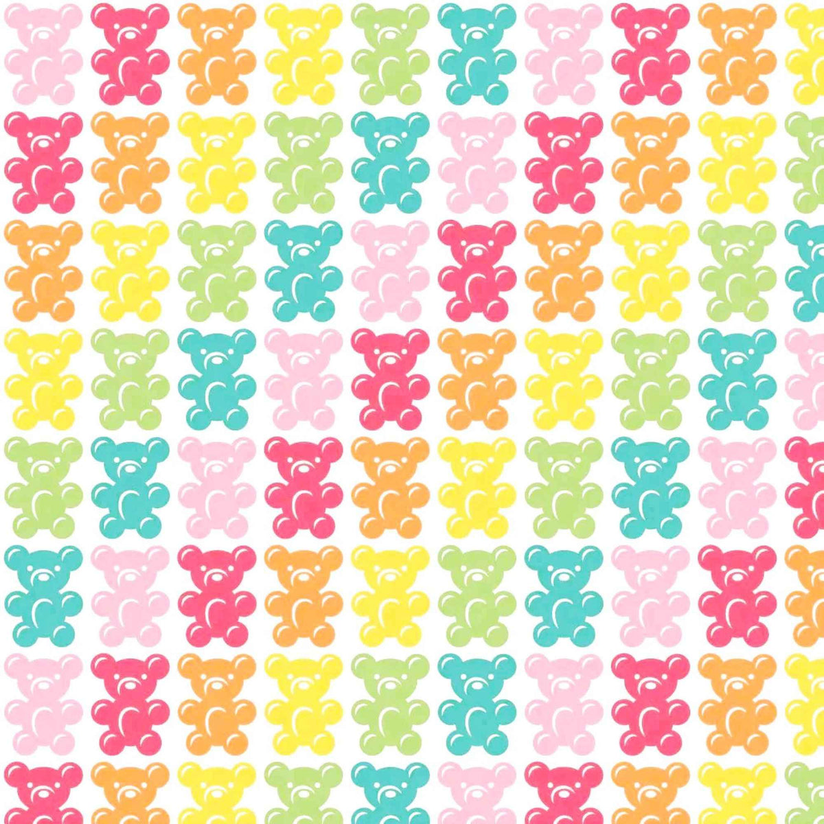 Gummy Bears Flannel Fabric – Bright Rainbow Print by Camelot Fabrics