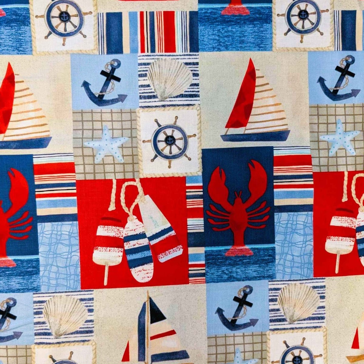 Harbour Days Nautical Cotton Fabric – Sailboats, Anchors & Lobsters | Blank Quilting