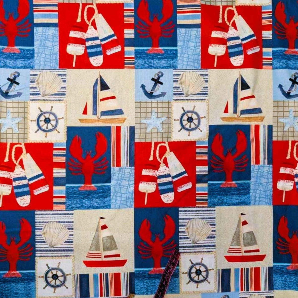 Harbour Days Nautical Cotton Fabric – Sailboats, Anchors & Lobsters | Blank Quilting