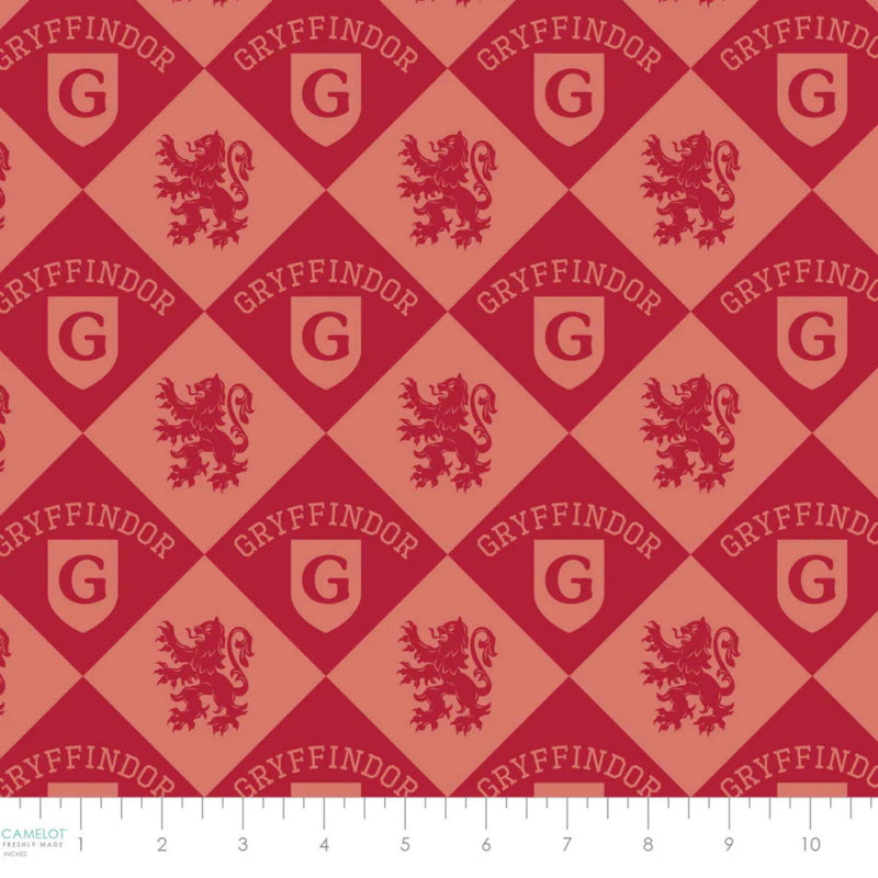 Harry Potter™ Gryffindor Diamond Check Cotton Fabric – Red | House Champions Collection