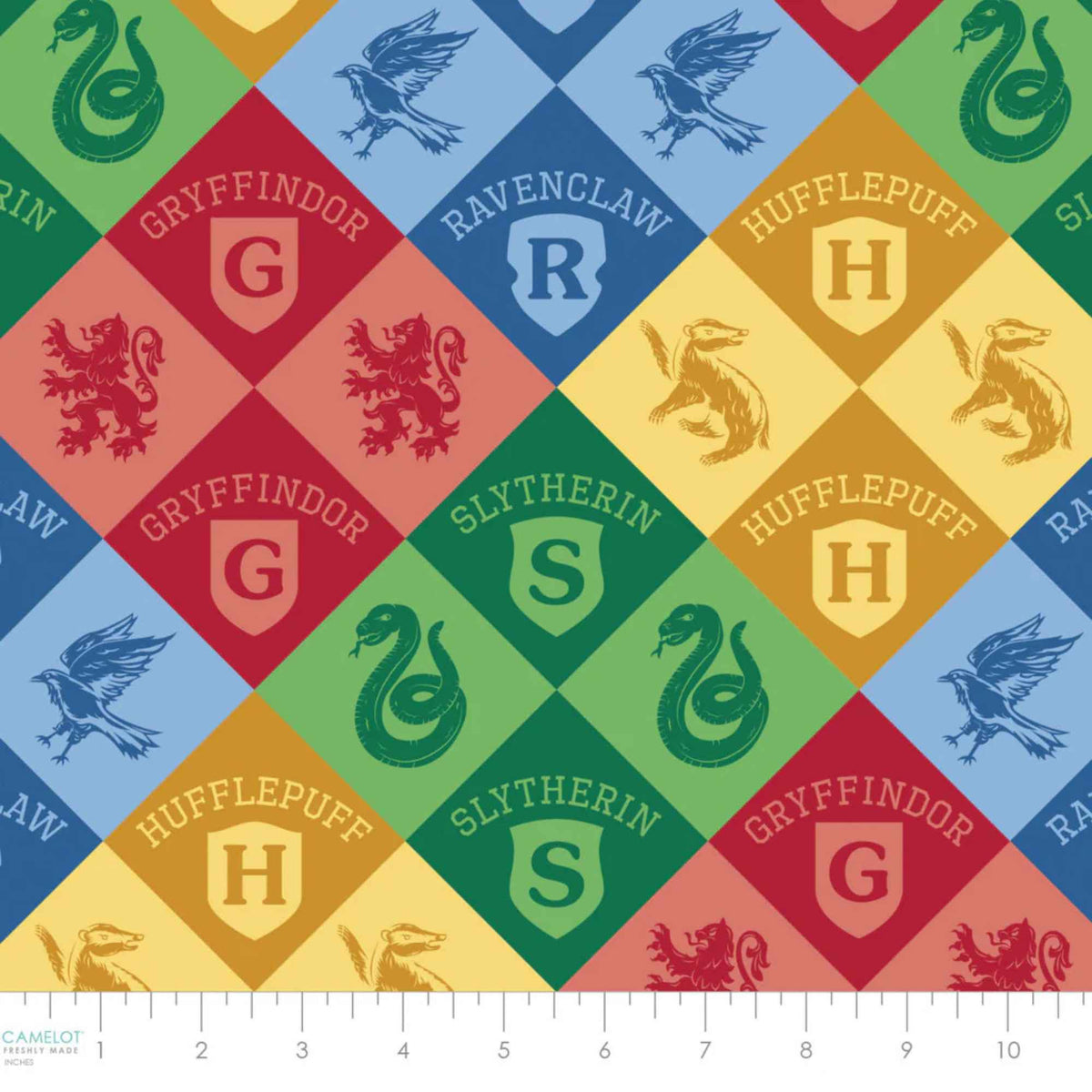 Harry Potter™ House Champions Diamond Check, Quilting Cotton Fabric – Multi