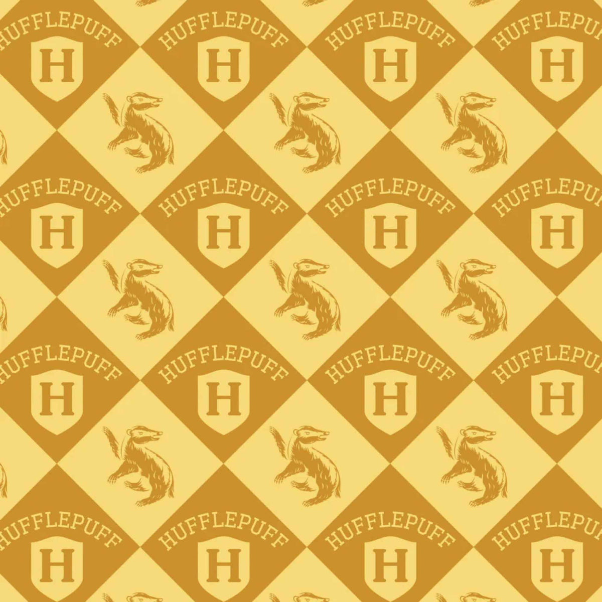 Harry Potter™ Hufflepuff Diamond Check, Quilting Cotton – Yellow | House Champions Collection