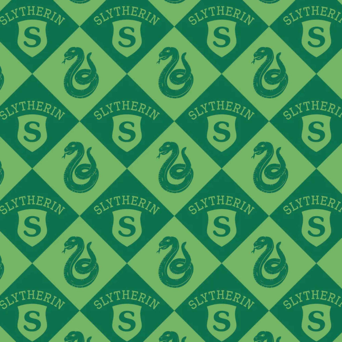 Harry Potter™ Slytherin Diamond Check, Quilting Cotton – Green | House Champions Collection