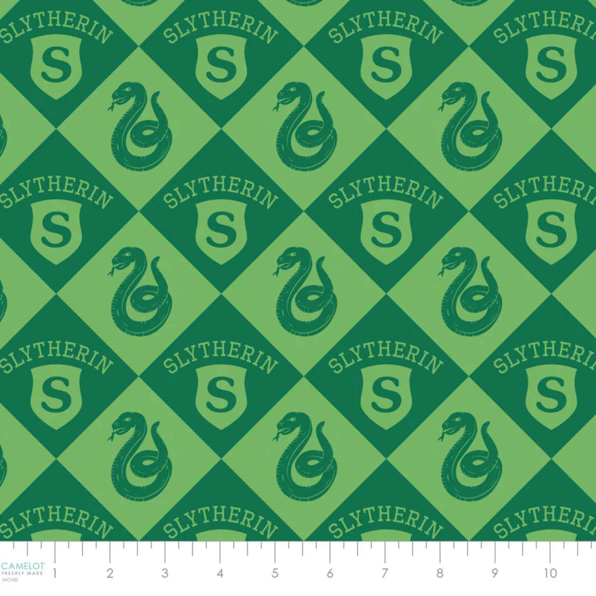 Harry Potter™ Slytherin Diamond Check, Quilting Cotton – Green | House Champions Collection