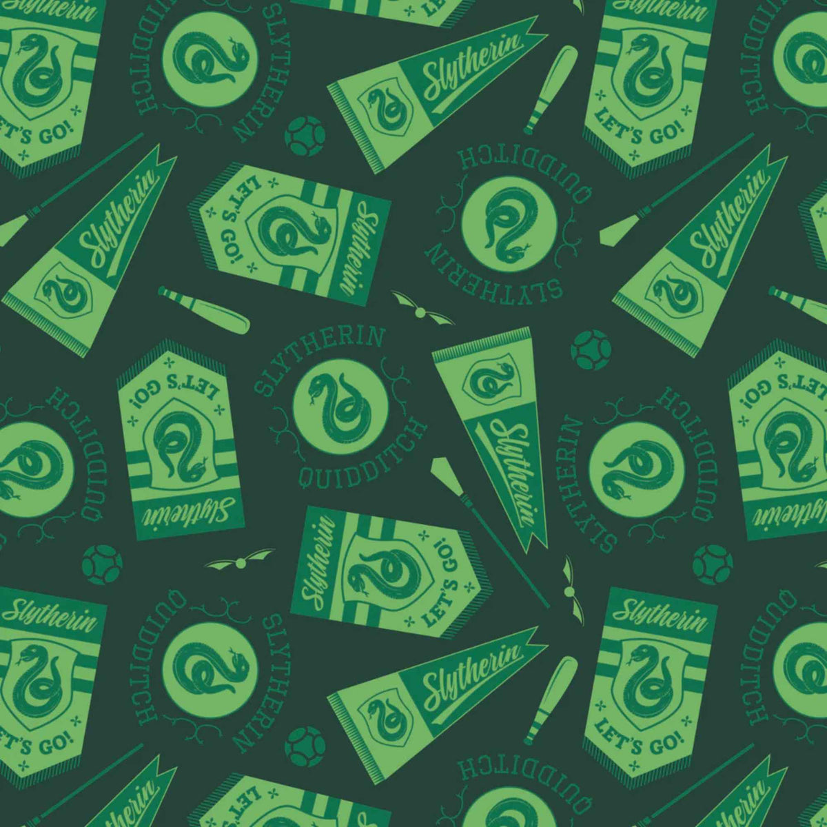 Harry Potter Slytherin Quidditch Banners Fabric – Dark Green | House Champions