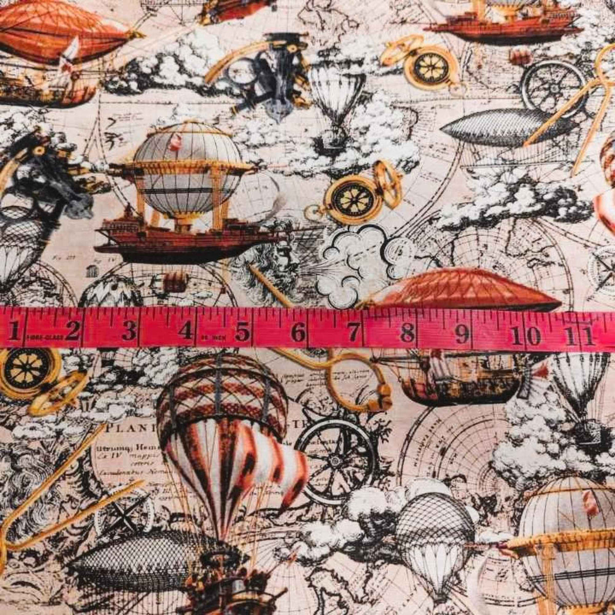 Hot Air Balloon Cotton Fabric – Parchment | Alternative Age