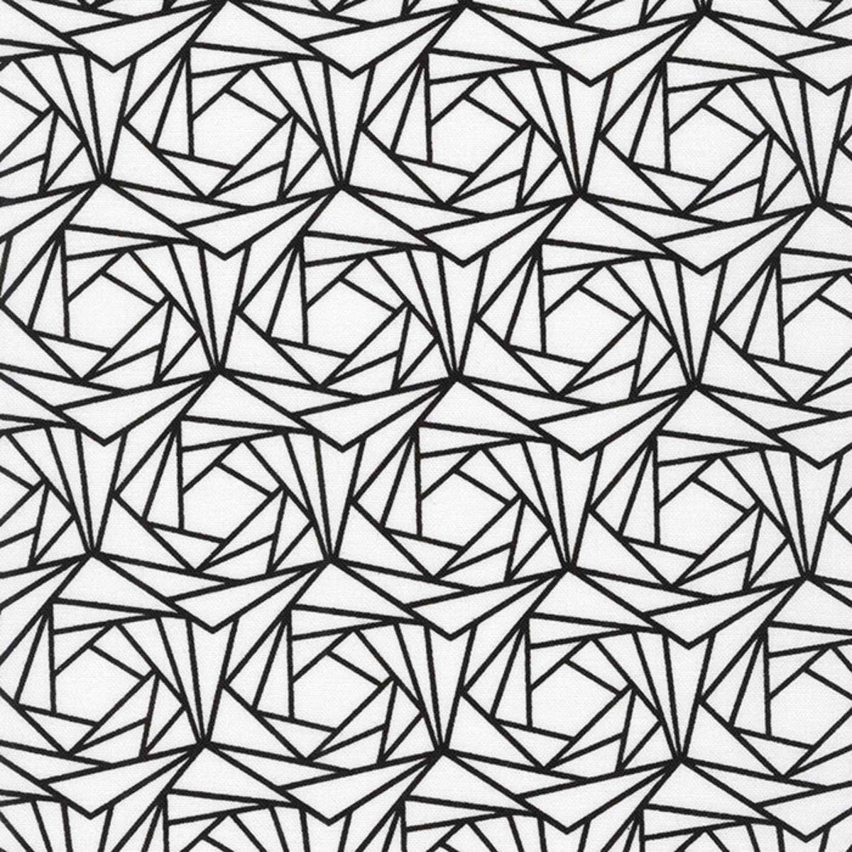 Jardin Noir - Ice Geometric | White & Black Cotton Fabric (21064 - 88)