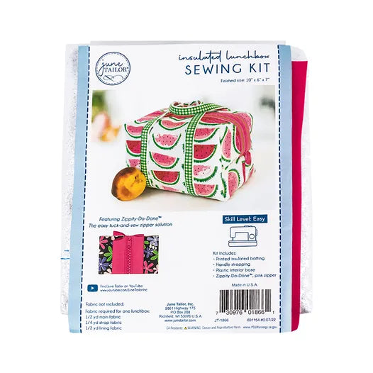 June Tailor Insulated Lunchbox Sewing Kit with Zippity-Do-Done™ Zipper – Easy Sew Lunch Tote Kit