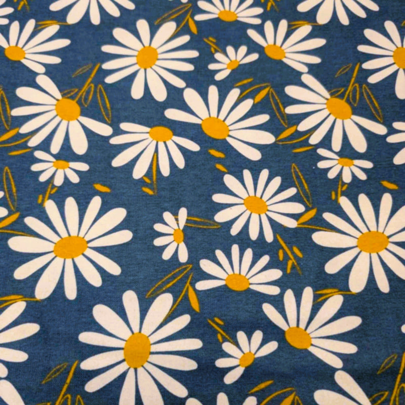 Modern Daisy Floral Cotton Flannel Fabric | Soft Brushed | Contemporary Flower Print