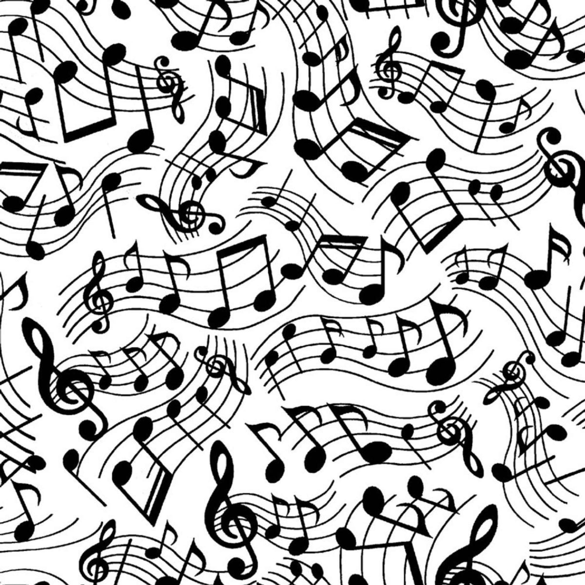 Music Notes Flannel Fabric – 100% Cotton, Double Brushed