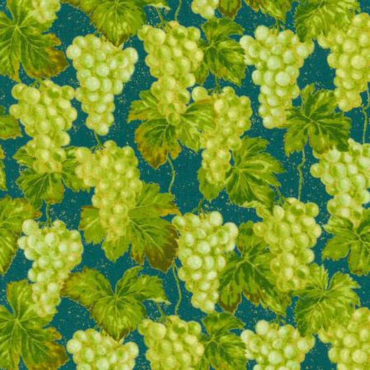 Nature’s Harvest Vineyard Grapes Cotton Fabric – Green with Gold Accents